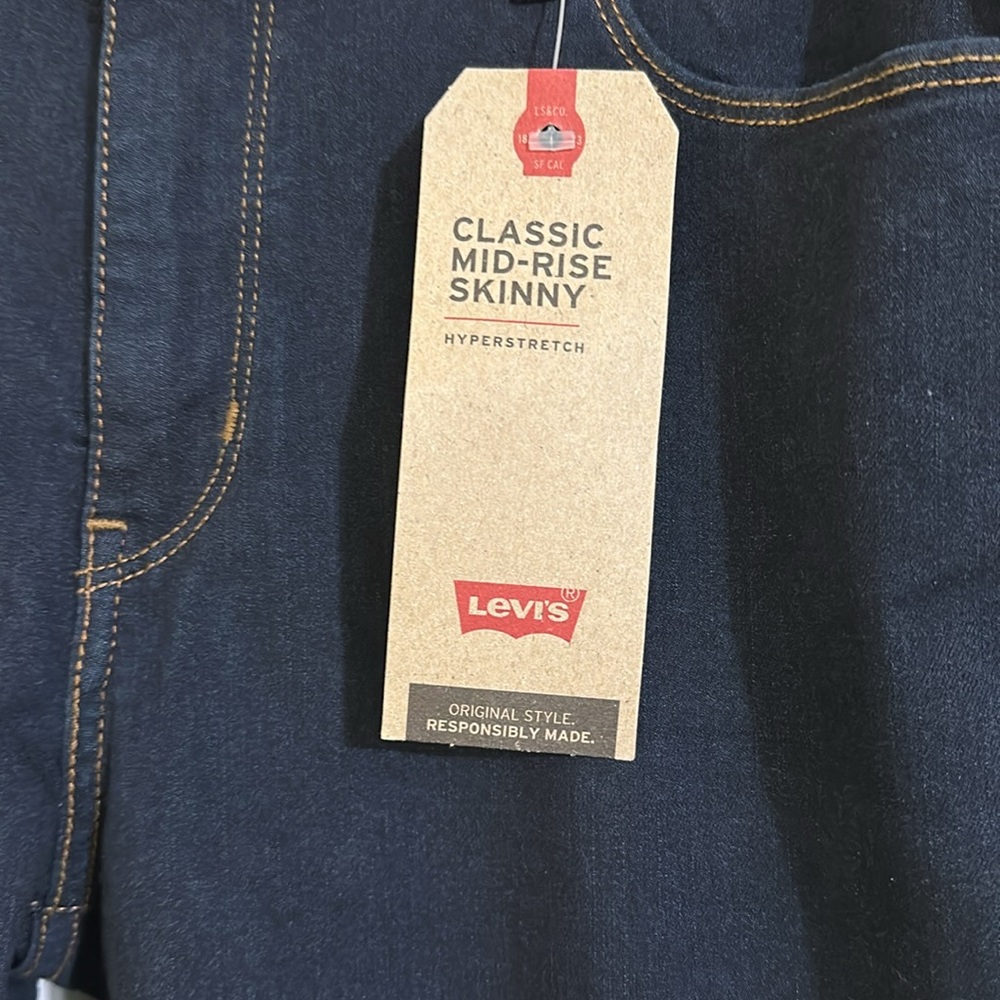 Classic Mid Rise Skinny Dark Wash Jeans 18 Stretchy